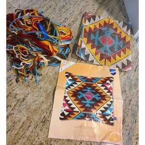 Vervaco Ethnic Print 16x16" Pillow Cushion Cross Stitch Kit 8146715 *started*